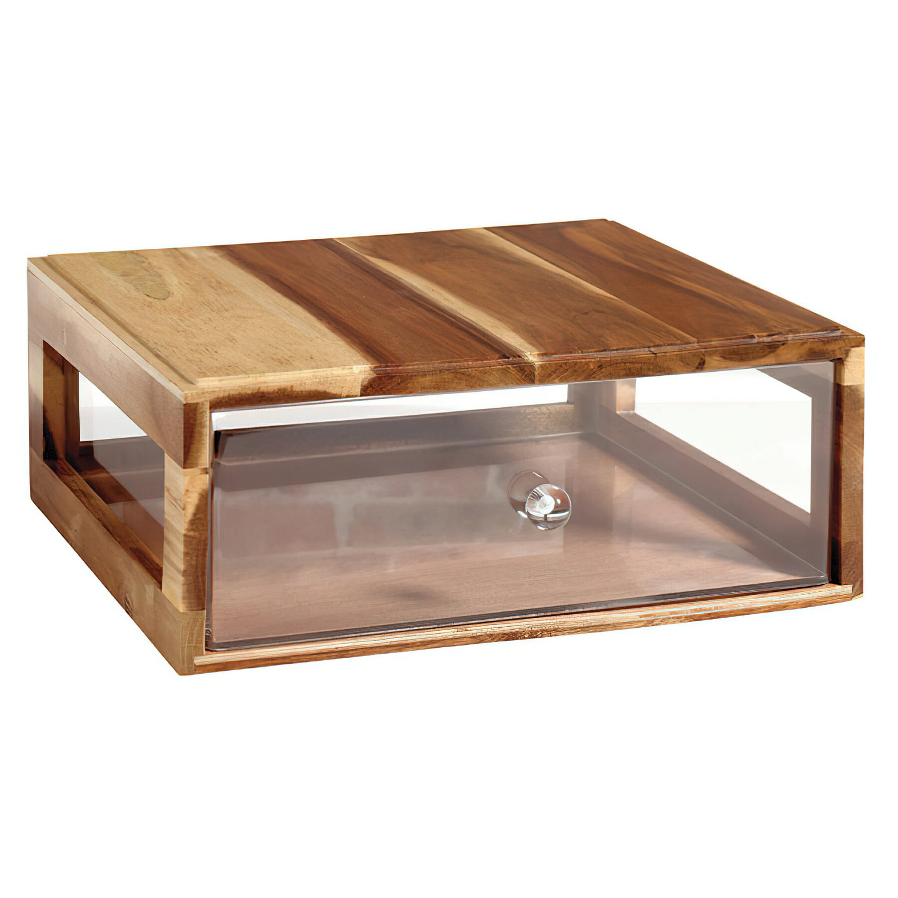 14.75" x 12.75" Rectangular Stackable Wood Bread Box with Acrylic Drawer, 5" tall