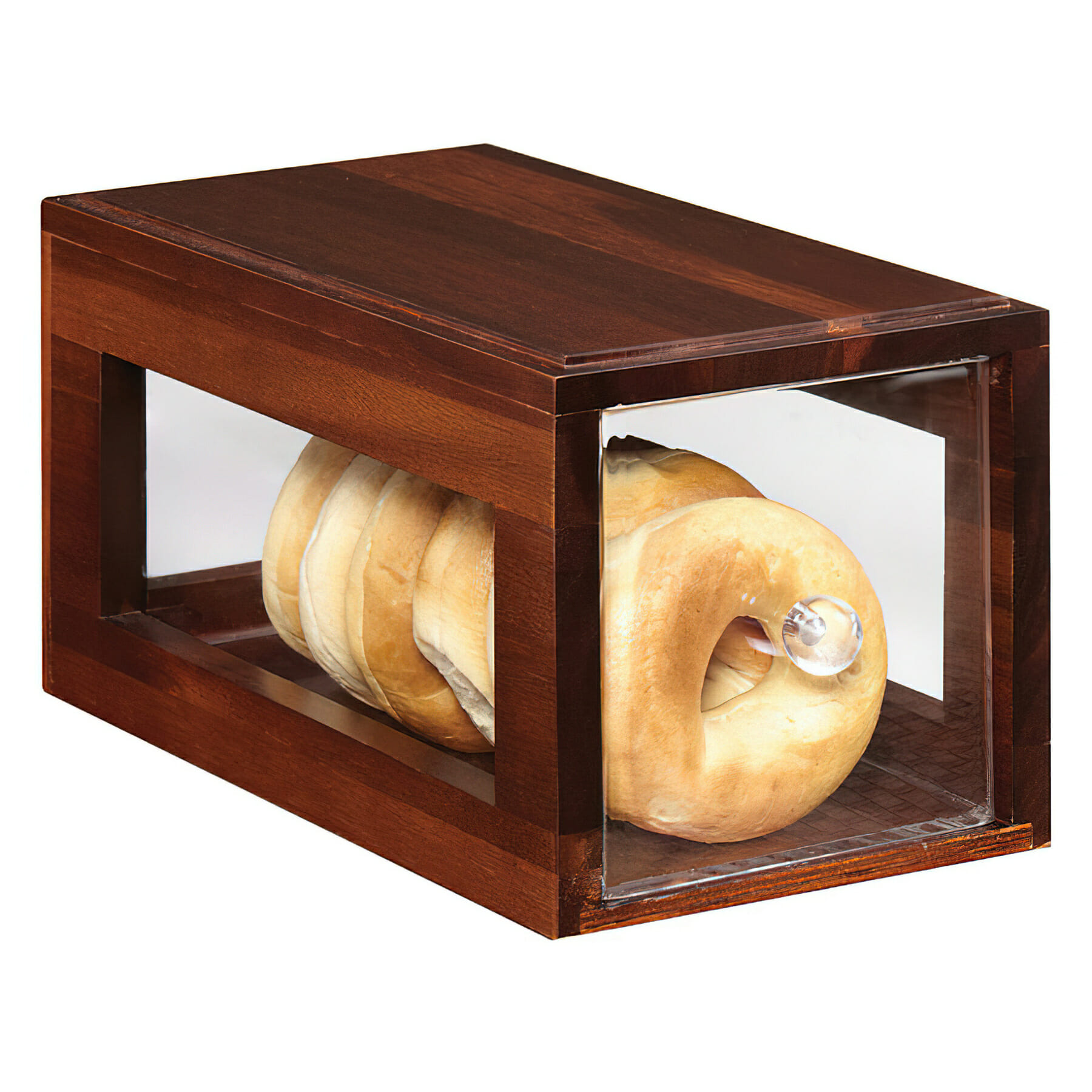 12.25" x 6" Square Stackable Wood Bread Box with Acrylic Drawer, 6" tall