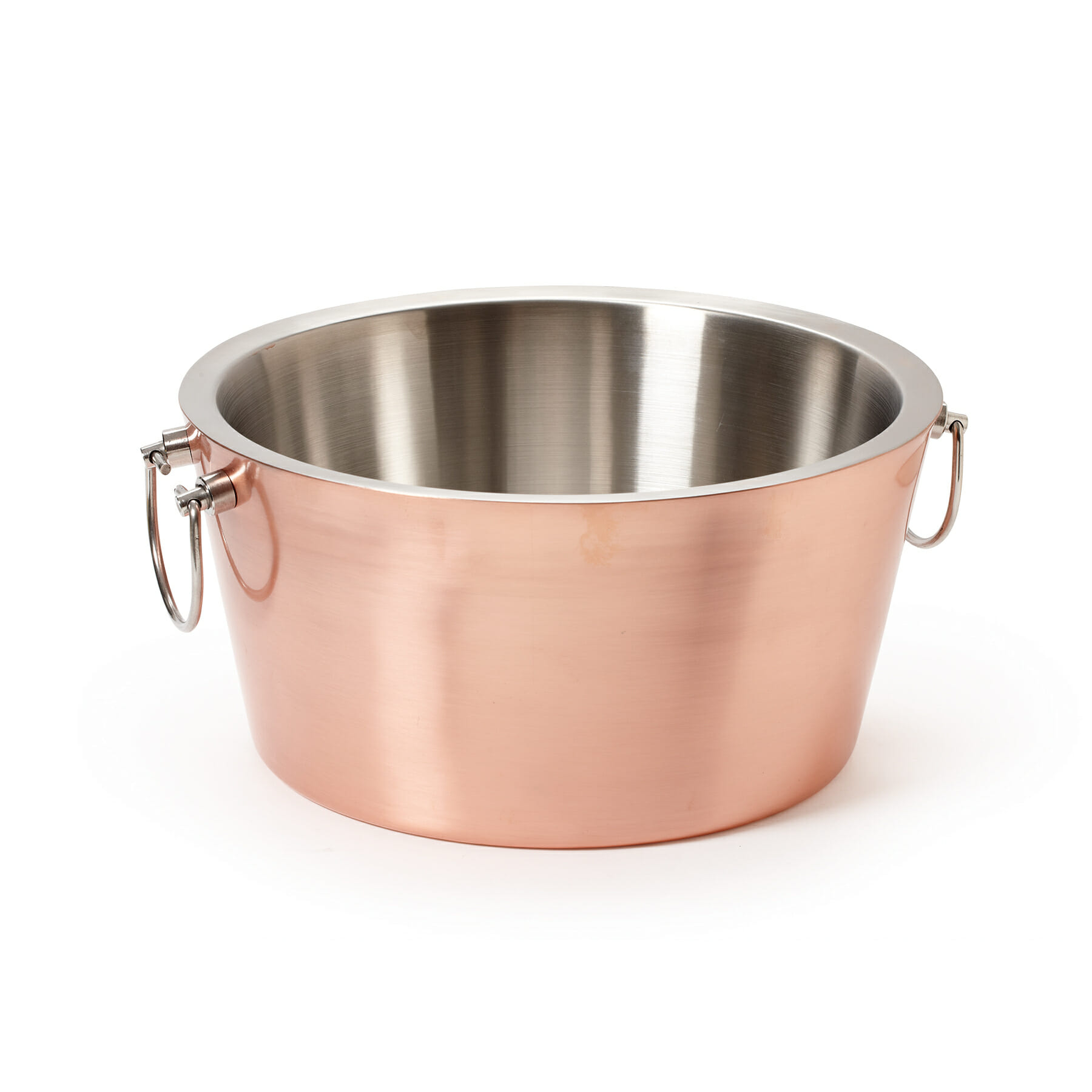 3.5 gal., 15" Dia. Double Wall Copper Beverage Tub with Brushed Finish (21" with Handles), 7.5" tall