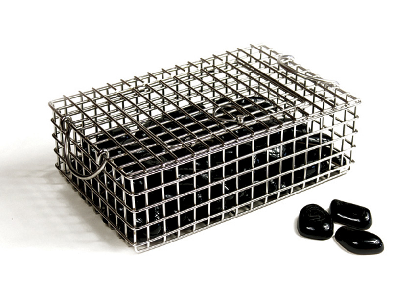 Black Ceramic Rocks w/ Stainless Steel Basket