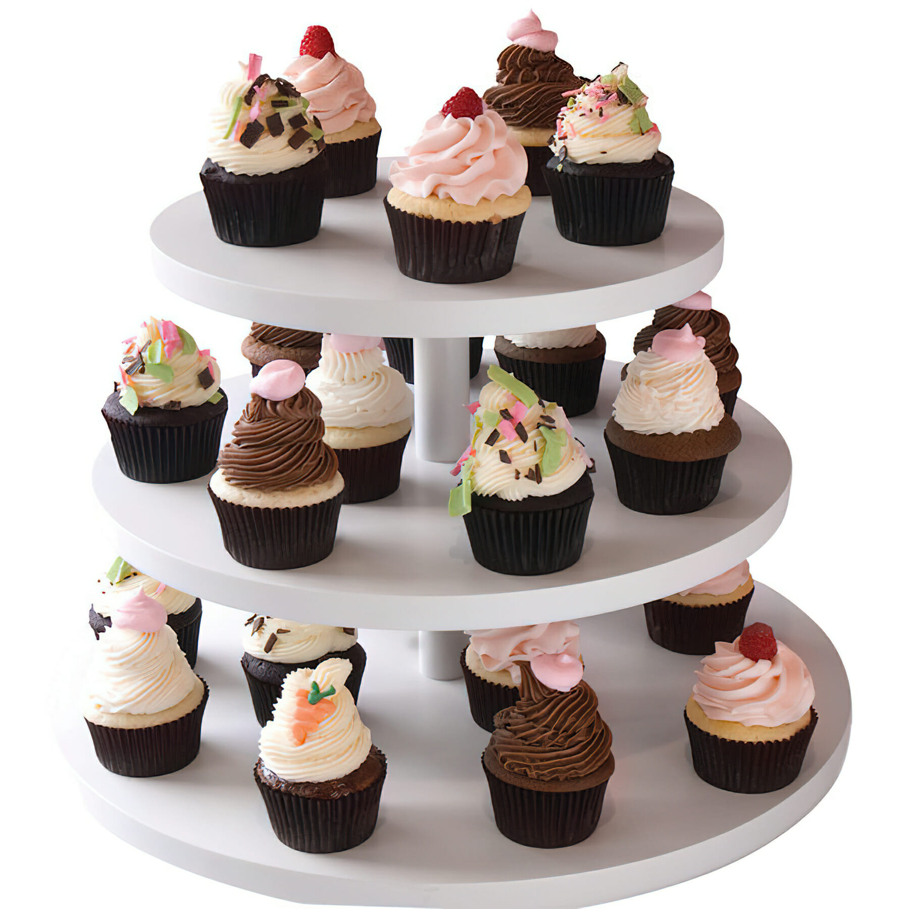 18" Bottom, 15" Middle, 12" Top 3-Tier Small Cupcake Stand